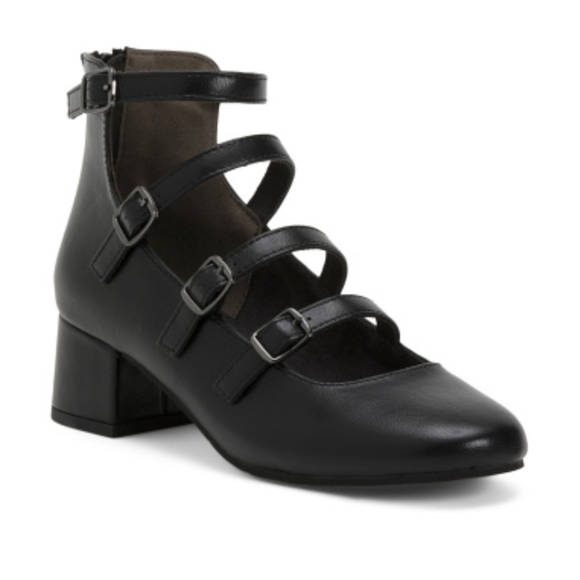 🖤🔹️BC Footwear🔹️ Black Strappy Tap Dance Low  Heels - Picture 2 of 5